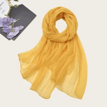 1pc Women Crinkle Chiffon Lightweight & Breathable Scarf, Casual & Versatile Solid Color Shawl, Multifunctional Use As Scarf, Shawl, Head Wrap, Fashion Accessory For Outdoor, Sun Protection, Warmth