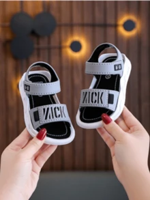 男童休闲沙滩凉鞋，带魔术贴扣，适合小学生，男孩和女孩，韩版运动凉鞋，儿童