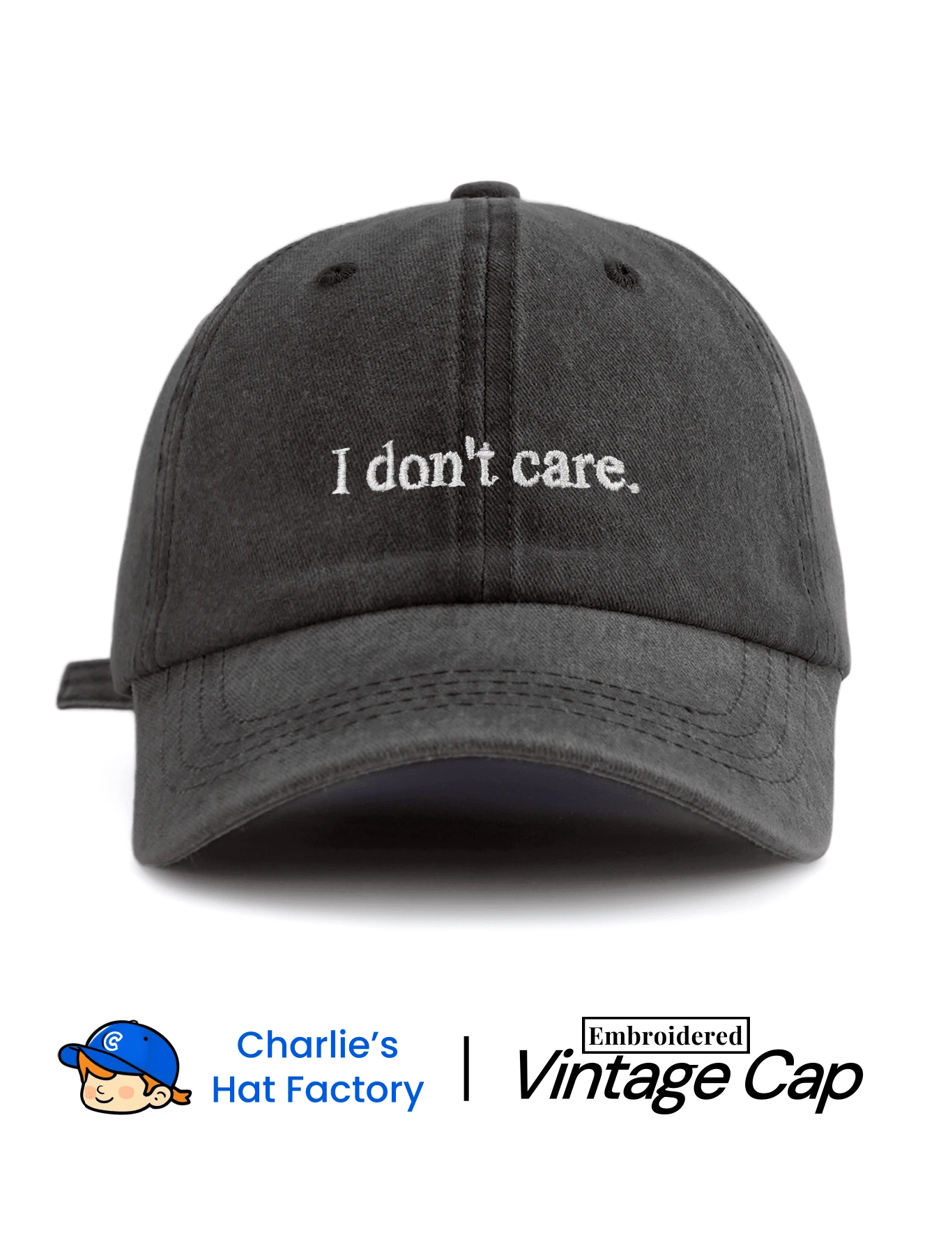 1pc "I Don't Care" Embroidered Washed Baseball Cap, Classic Casual Fashion Vintage Style, Soft Sweat-Absorbing Band, Adjustable Size, Lightweight Sun Protection, Versatile Retro Dad Hat, Suitable For Outdoor Sports, Daily Wear, Parties And Vacations, Perfect Gift For Family And Friends.