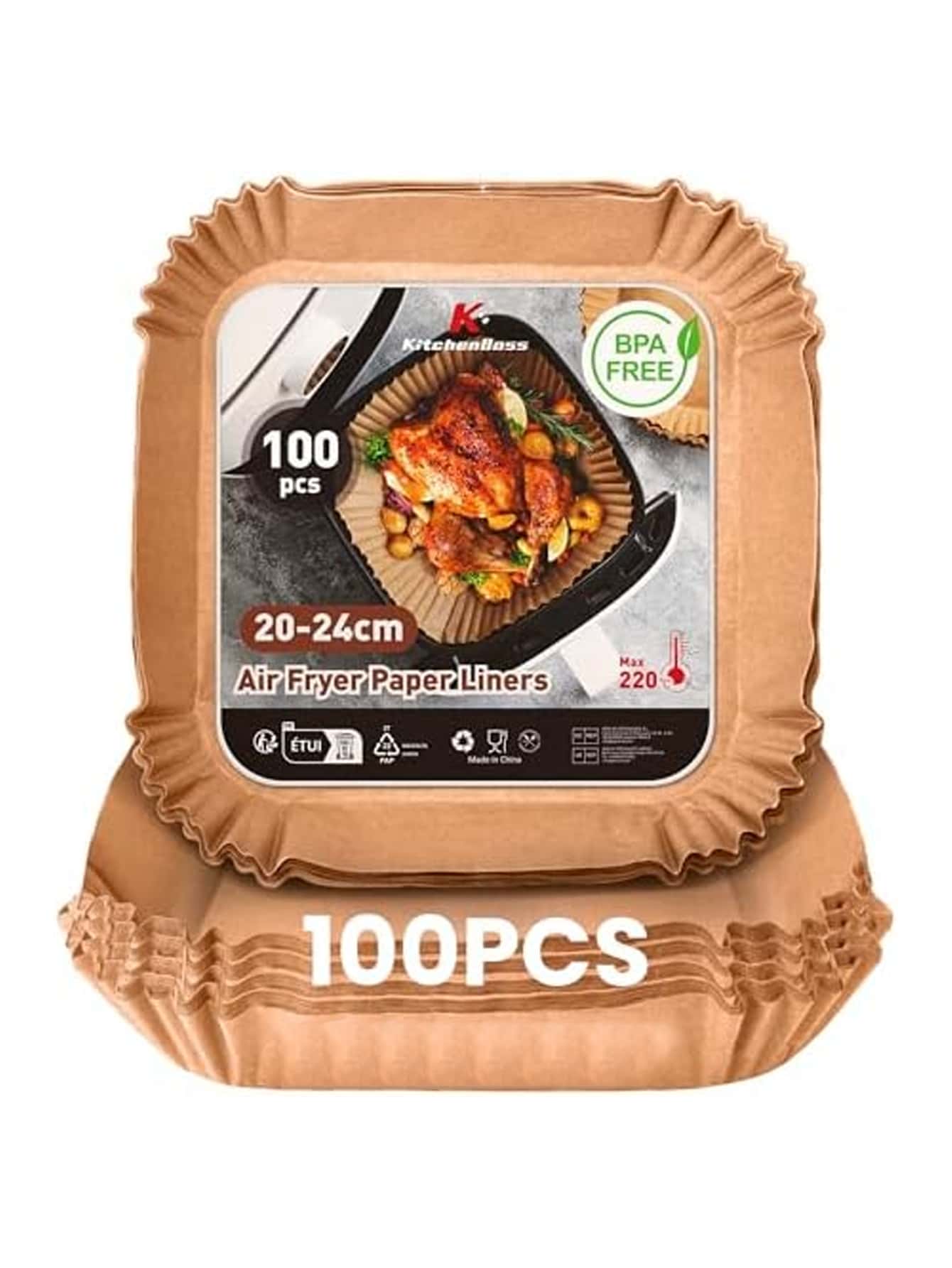 100 lembar/50 lembar Kertas Panggang Dapur, Kertas Alas Anti Lengket Sekali Pakai untuk Air Fryer, Menyerap Minyak & Anti Lemak, Bingkai Kertas Persegi Universal, Cocok untuk Pengolahan Makanan, Aksesori Air Fryer, Menggoreng, Memanggang, Memanggang dengan Microwave, Memasak Anti Lengket, Dapur, Kamar Mandi, Perlengkapan Rumah Tangga