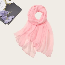 1pc Women Crinkle Chiffon Lightweight & Breathable Scarf, Casual & Versatile Solid Color Shawl, Multifunctional Use As Scarf, Shawl, Head Wrap, Fashion Accessory For Outdoor, Sun Protection, Warmth