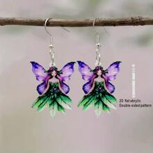 1 Pair 2D Charming Fairy Acrylic Pendant Earrings. Please Note That There May Be Slight Color Differences Between The Actual Product And The Image Due To Lighting And Angle Of Photography.