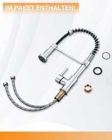 Kitchen Sink Faucet 360° Swivel Pull Down Sprayer Kitchen Faucet Single Hole Single Handle Kitchen Faucet - Chrome - View 9