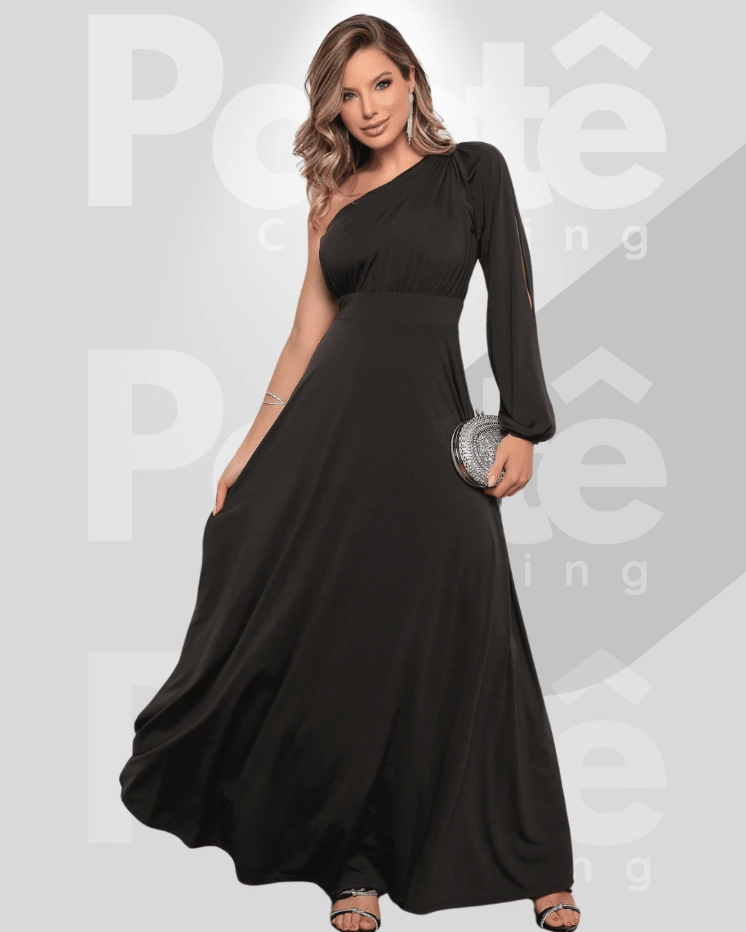 PAETE CLOTHING Long Terracotta Bridesmaid Wedding Guest Dress Light Summer - 黑色 - 查看 1