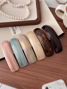 1pc/4pcs/6pcs High Quality Fashion Hair Clips, Spring Clamps, Large French Style Hair Clips For Girls, Hair Accessories, Shiny Oval Arch Hair Clips, Head Accessories - Multicolor - View 9