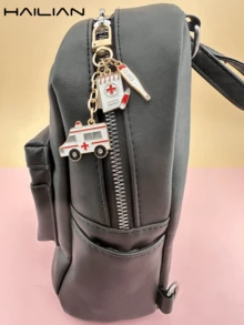 Colgante de herramienta médica de aleación, diseñado para médicos y enfermeras, incluye ambulancia, uniformes de médico y enfermera, herramientas médicas comunes, adecuado como dije de bolso, llavero de coche, regalo para estudiantes de medicina/enfermería, familia, amigos y seres queridos - Blanco - Ver 7