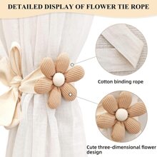 1 pièce Serre-rideaux de style nordique 3D, accessoires décoratifs de fleurs pour rideaux de chambre d'enfant/de voiture, cordons de rideaux simples, frais et mignons