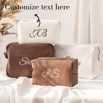Personalized Waffle Travel Cosmetic Bag ,Custom Embroidered Toiletry Bag, Bridesmaid Gift, Gift For Mom,Unique Design, Material,Colorful,Cute,Adorable,Contracted,Funny,Kawaii,Y2K,Minimalist,Commuting,Business Casual,Basics,Custom,Personalized,Unique,Customized,Ideal Gifts For Him,Ideal Gifts For Her,Her,Family,Friends,Girlfriend,School Supplies,Back To School,For Office,For School,For Classroom,For Teacher Gifts,For University,For Colleague,For Dorm Rooms,For Teacher,For Boys And Girls,For Teenagers,Junior High School Students,Middle School Students,High School Senior High School Students,College Students,University Students,Freshman,Sophomore,Underclassmen,Delicate Romance,Travel Gift, Travel Gift For Family