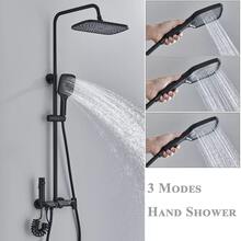 Matt Black/Gun Grey Shower Mixer Complete Set Shower Set With Fitting Shower System With Thermostat Rain Shower System With Shower Head Shower Fitting With Thermostat
