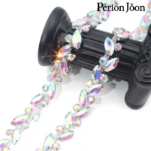 Perlon Joon 1码叶子干净玻璃水晶链水钻装饰银水晶链装饰婚纱配饰 - AB Silverly - 查看 4