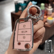 Car Key Case Cover With Keychain For VW For Golf 7 For Tiguan For SEAT For Ateca For Leon For Ibiza For Skoda For Octavia Fob Shell Accessories Gift Souvenir Car Accessories Bag Charm Backpack For School Cute Goth Y2k - Multicolor - View 20