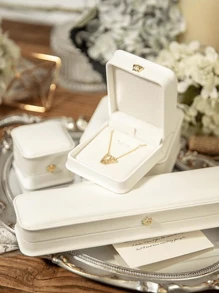 1 件创意奢华手链盒、皇冠珠宝盒，可容纳吊坠、手镯、戒指、天鹅绒衬里珠宝礼品盒，适用于婚礼、日常、生日、母亲节，女士收纳整理器旅行必需品，返校宿舍收纳秋季装饰 - 白色 - 查看 10