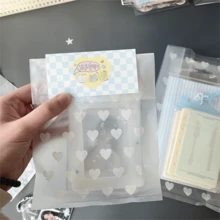 50 Pcs Frosted Heart-Shaped Pattern Gift Bags, Creative Tote Bags, Small Gift Packaging Bags DIY Gift Bags, Ladies' Summer Gift Bag, Accessory Tote Bag, Transparent Tote Bag,Used For Holiday, Birthday, Wedding, Party Gift Packaging Bags. ﻿ - Multicolor - View 5