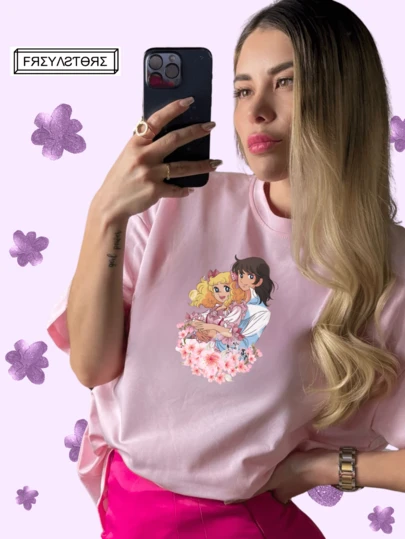 FREYA STORE PLAYERA UNISEX CANDY CANDY Y TERRY ANIME   Floral  Figuras  Letras  Anime  Dulce  Casual  Las mezclas de algodón      JUVENIL  Calle  Casa  Vacaciones  Concierto de música country  TODO EL AÑO
