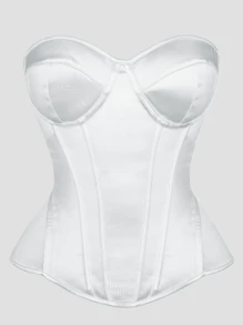 Top corset alargado de vientre de puro blanco, elegante y sencillo, adecuado para bailes, festivales de música y uso diario