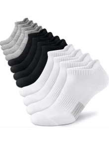 5/10 Pairs Men's Black & White Outdoor Sports Ankle Socks, Spring/Summer
