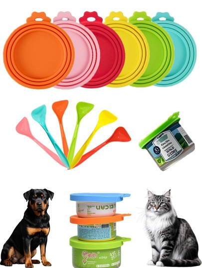 Tampa de silicone de alta qualidade para lata de comida para animais de estimação, várias cores disponíveis, específica para cães e gatos, tampa hermética para manter os alimentos frescos, colher de lata multicolorida para remoção de carne, vedação à prova de vazamentos para preservar o frescor, reutilizável e fácil de limpar, deixe seu animal de estimação aproveitar comida fresca.