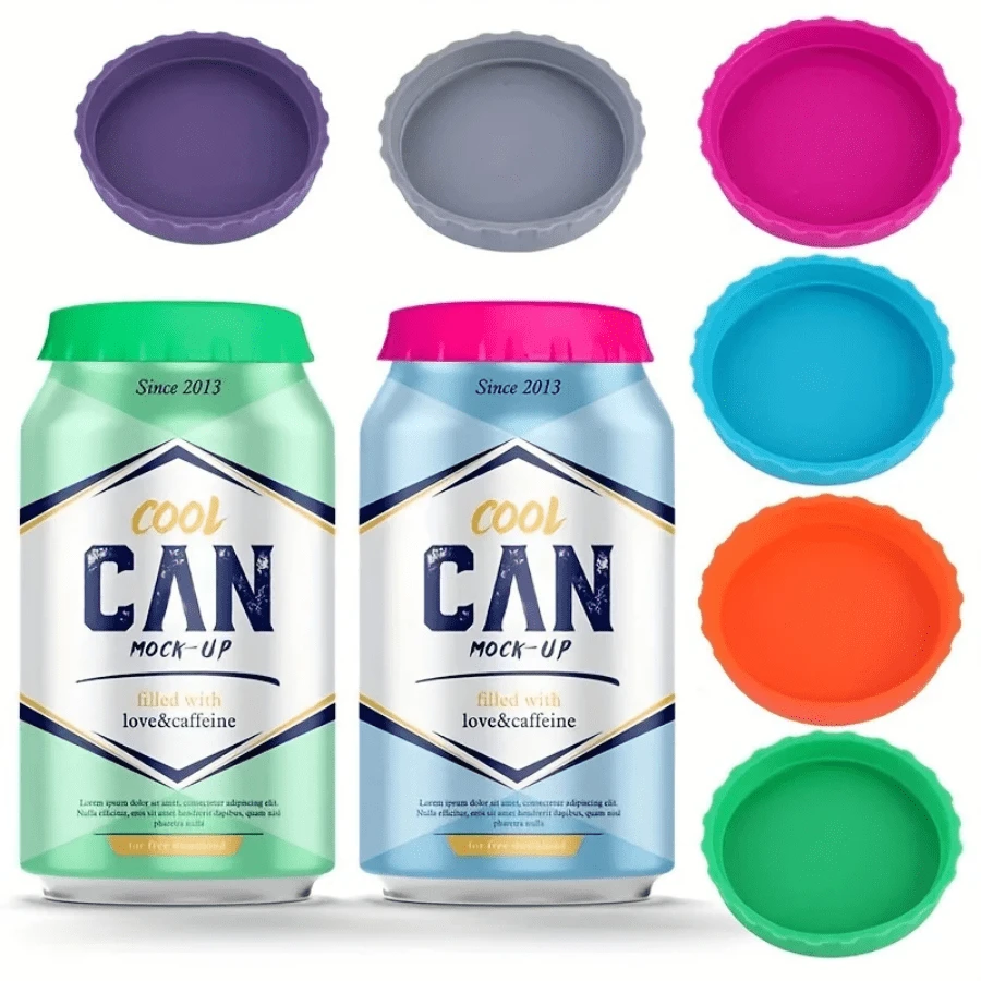 6pcs Soda Water Silicone Can Lids, Beverage Can Protective Covers, Soda Water Sealing Caps, Leak-Proof Lids, Suitable For Beer, Soda Water, Carbonated Drinks, Juice And More Beverages, Beverage Storage And Protection Device.