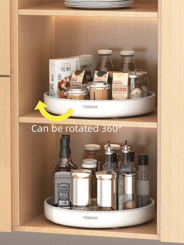 1 Stück drehbare, multifunktionale Ablage für Gewürzflaschen, Sojasauce, Essig mit 360 Grad Schwenkablage, aus PP-Material, modernes, minimalistisches Design, geeignet für Reisen, Make-up, Küche, Schreibtisch, Outdoor-Camping, Schlafzimmer, Badezimmer, Wohnzimmer, ideales Geschenk zum Vatertag, Muttertag (Farbe und Stil zufällig)