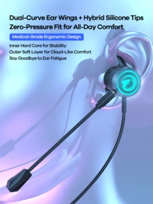 REMAX Type-C In-Ear Gaming Wired Headphones, HiFi Dynamic Mic, , Noise Reduction And Bass Boost, Professional In-Ear Gaming Headset, With RGB Lighting Effects, Plugable Long Microphone, Listening To The Sound, Stereo Sound Effects, Black - 黑色 - 查看 2