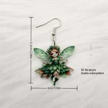 1 Pair 2D Charming Fairy Acrylic Pendant Earrings. Please Note That There May Be Slight Color Differences Between The Actual Product And The Image Due To Lighting And Angle Of Photography.