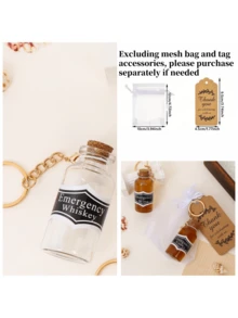 2-80个20毫升玻璃瓶钥匙扣，礼盒填充物，趣味小礼物，创意钥匙扣，背包挂件，装饰挂件，桌面装饰，送给男朋友、老公、朋友的完美礼物，节日礼物，生日礼物，情人节礼物，父亲节礼物。趣味小礼物，父亲节、母亲节和教师节的完美礼物（注：不包括液体），适合万圣节、圣诞节礼物