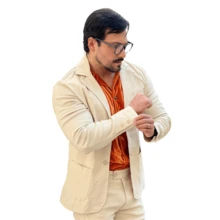 OLP Men's Formal Blazer With Elastane - Elegant - Beige - View 3