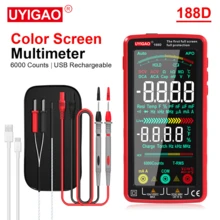 UYIGAO 1pc Digital Multimeter With Auto-Ranging, USB Rechargeable, 6000 Counts, TRMS, Voltage, Current, Capacitance, Resistance, NCV, Temperature Measurement With A Carry Bag - Red - View 10