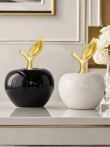 1pc Simple Apple Shaped Desktop Centerpiece White Creative Bohemian Style Crafts Suitable For Friends Gifts/Desktop Office Home Decor - Multicolor - View 1