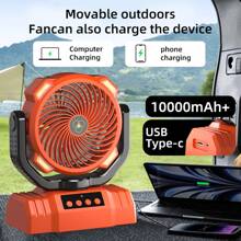 BDQ Camping Fan Battery Operated Powered Fan With LED Lantern Light 10000mAh Rechargeable Portable Fan, Oscillating Fan With 360° Rotation Hanging Hook For Tents, Cordless USB Desk Fan