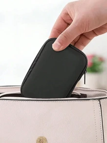 1/4pcs Hardshell Storage Case With Mesh Pockets, Portable Electronic Organizer Box For Cables, Chargers, USB Drives - Zipper Closure Travel Friendly Accessory Pouch, Travel Essentials School Supplies, Christmas & Valentine's Gift For College Students Back To School