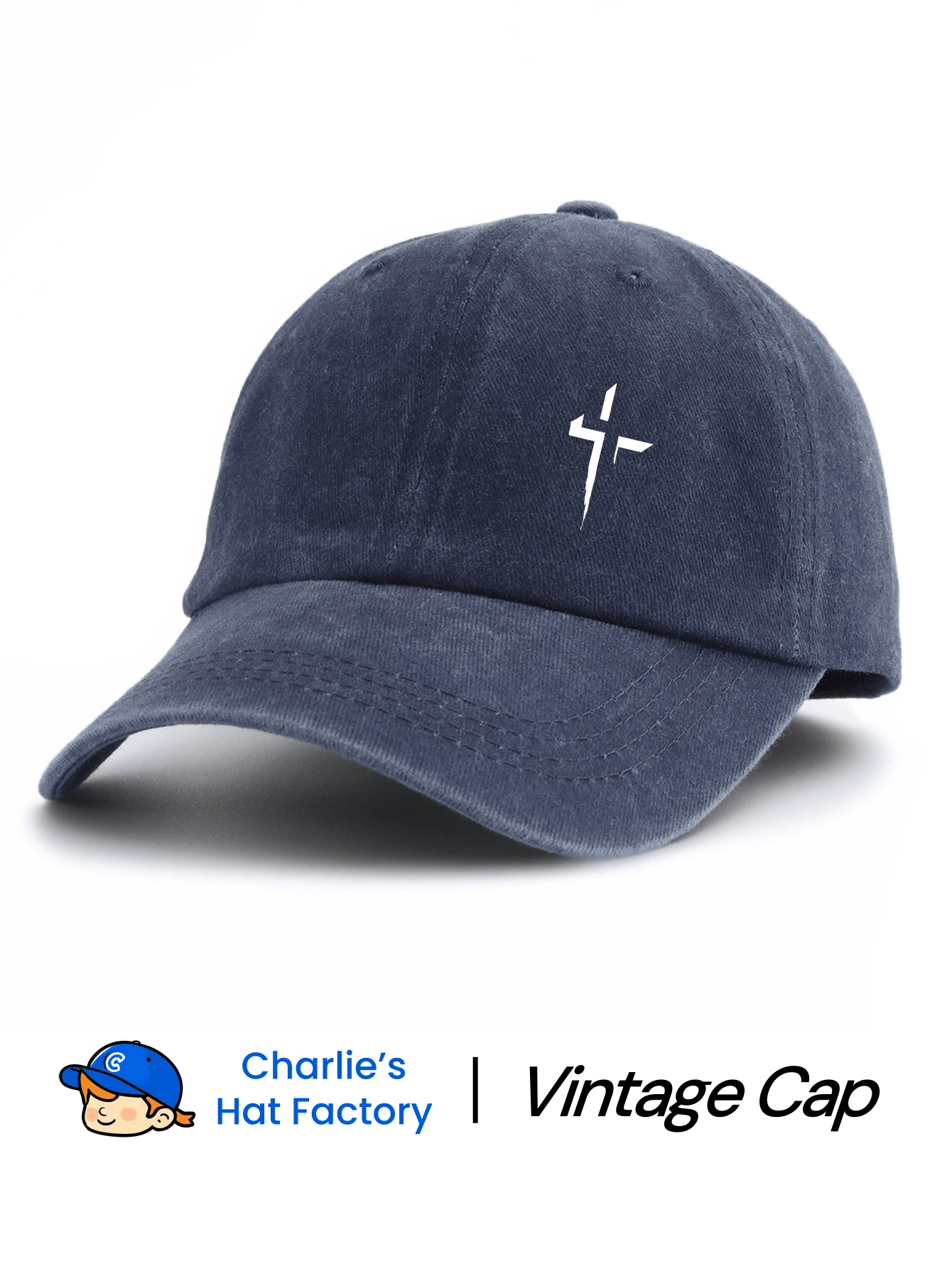 1 Pc Cross Printed Baseball Cap Solid Color Washed Distressed Casual Sports Hats Lightweight Adjustable Dad Hat For Women & Men - Cross - View 1