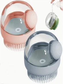 1 pieza Cepillo multifuncional con dispensador de líquido para champú y gel de baño - Apto para masaje del cabelludo - Herramienta y accesorios para el cuidado del cabello y el baño, cepillo, aseo de mascotas, recogedor de cabello, de vuelta al colegio