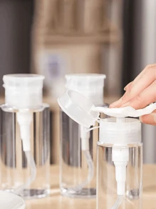 Przezroczysta butelka z prasą, wielokrotnego użytku, dozownik z pompką Push Down, pusty pojemnik na kosmetyki i aceton, butelka podróżna z pompką, akcesoria podróżne, niezbędne rzeczy do łazienki w akademiku, niezbędne rzeczy do podróży, organizer podróżny na plażę, wakacje letnie, powrót do szkoły