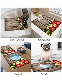 1pc Starfish & Sunflower Pattern Table Mat, Coffee Machine Mat, Kitchen Drain Mat, Modern Style, Suitable For Home And Coffee Shop Decoration - Multicolor - View 7