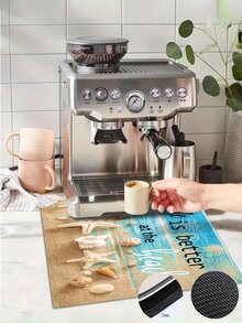 1pc Starfish & Sunflower Pattern Table Mat, Coffee Machine Mat, Kitchen Drain Mat, Modern Style, Suitable For Home And Coffee Shop Decoration - Multicolor - View 10