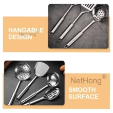 NetHong Set Of 5 Stainless Steel Kitchen Utensil Set Turner Masher Spoon Cooking Tools,Kitchen Accessaries,Dinner Set,Cutlery Set,Kitchen Utensils - Silver - View 6