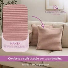 Kit Of 4 Soft Cushion Covers In High Relief Ribbed 45cm X 45cm And 60cm X 30cm With Zipper - Velvet Bariloche - 乾枯玫瑰色 - 查看 3