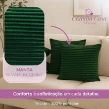 Kit Of 4 Soft Cushion Covers In High Relief Ribbed 45cm X 45cm And 60cm X 30cm With Zipper - Velvet Bariloche - 翠 - 查看 3