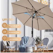 9FT Large Outdoor Patio Umbrella Market Table Umbrella-UV Resistant, Easy Push Button Tilt And Crank, 8 Sturdy Fiberglass Ribs Heavy-Duty Pool Umbrella For Deck, Backyard,Garden, Yard