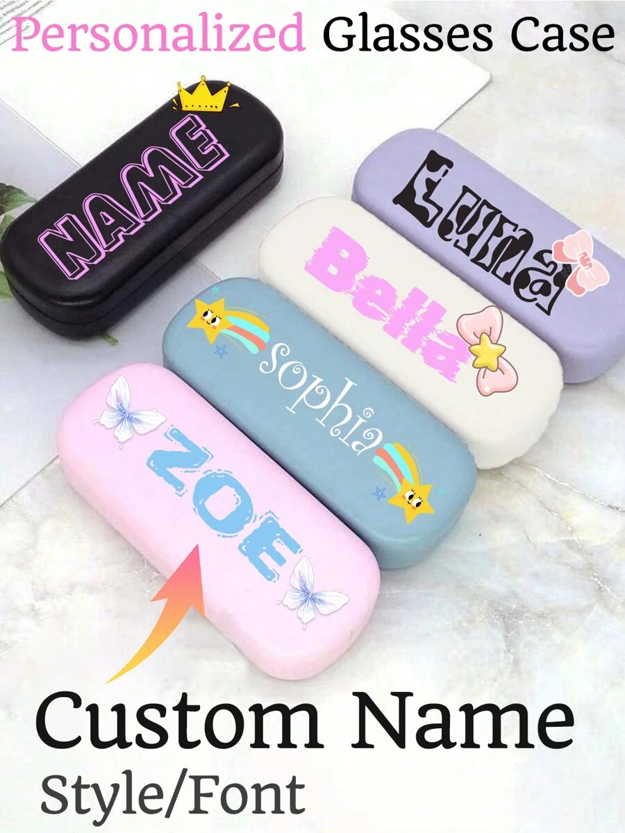 1pc Custom Cute Name PU Leather Glasses Case, Personalized Sunglasses Case, Customized Glasses Case Hard Shell, Customizable Eyeglasses Case, Crush Resistant Fashionable Eyeglasses Storage Case With Wear-Resistant Soft Lining,School Supplies,Back To School,School Gift,For Office,For School,For Classroom,For Teacher Gifts,For University,For Colleague,For Dorm Rooms,For Teacher,For Boys And Girls,For Teenagers,Junior High School Students,Middle School Students,High School Senior High School Students,College Students,University Students,Freshman,Sophomore,Underclassmen,Practical Gift