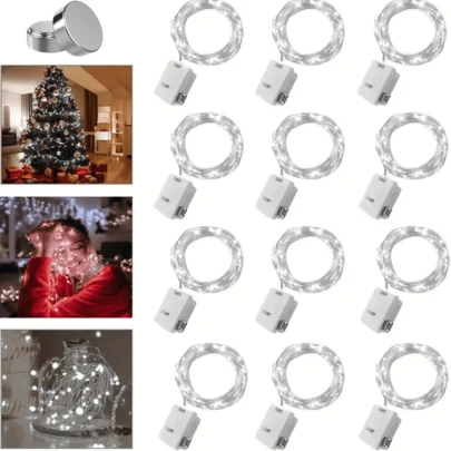 1/4/8/12 LED Light Strings With 3 Speed Modes, Battery-Powered Fairy Lights, Silver Wire Lights, Mini Firefly Lights, Perfect For DIY Bedroom Ambiance, Ideal For Weddings, Parties, Holiday Events, And Party Decoration Supplies