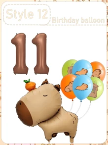 Set di palloncini in alluminio opaco arancione tipo capibara, palloncini a forma di delfino, palloncini numeri per festa di compleanno, articoli per la decorazione della festa