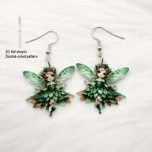 1 Pair 2D Charming Fairy Acrylic Pendant Earrings. Please Note That There May Be Slight Color Differences Between The Actual Product And The Image Due To Lighting And Angle Of Photography.