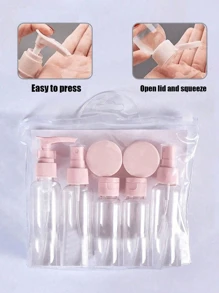 7pcs Travel Organizer Cosmetic Containers Set, Portable Skincare & Cleaning Kit, Refillable Empty Bottles
