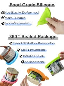 Wysokiej jakości silikonowa pokrywka na puszkę na karmę dla zwierząt, dostępna w wielu kolorach, przeznaczona specjalnie dla kotów i psów, hermetyczna pokrywka utrzymująca świeżość karmy, wielokolorowa łyżka do wyjmowania mięsa, szczelne zamknięcie utrzymujące świeżość, wielokrotnego użytku i łatwe do czyszczenia, pozwól swojemu pupilowi cieszyć się świeżą karmą.