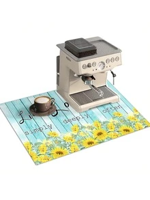 1pc Starfish & Sunflower Pattern Table Mat, Coffee Machine Mat, Kitchen Drain Mat, Modern Style, Suitable For Home And Coffee Shop Decoration - Multicolor - View 14