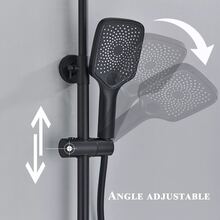 Matt Black/Gun Grey Shower Mixer Complete Set Shower Set With Fitting Shower System With Thermostat Rain Shower System With Shower Head Shower Fitting With Thermostat