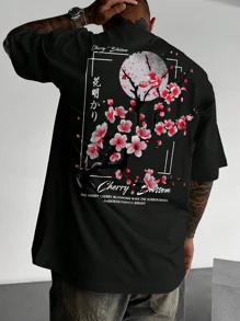 4pcs/Set Men's Casual Street Style Cultural Graphic Short Sleeve T-Shirts, Summer Tee