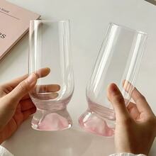 1 pieza Taza de vidrio transparente con base creativa de color rosa, apropiada para el hogar, bar de agua, restaurante - para bebidas, agua, café - Multicolor - Ver 6